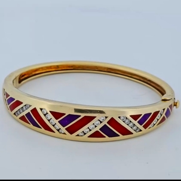 Sold Asch Grossbardt 14k Gold Diamond Bangle Bracelet 30 gm - Picture 4 of 17